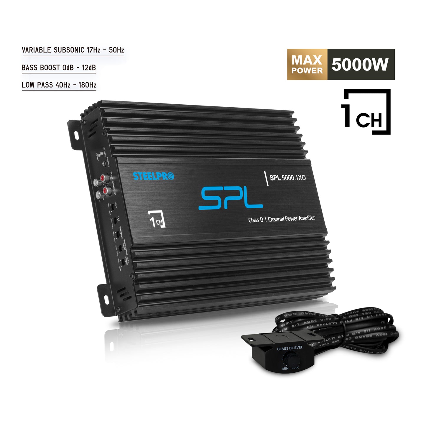 Amplificador Clase D de Para Auto 5000 Watts Max Linea SPL