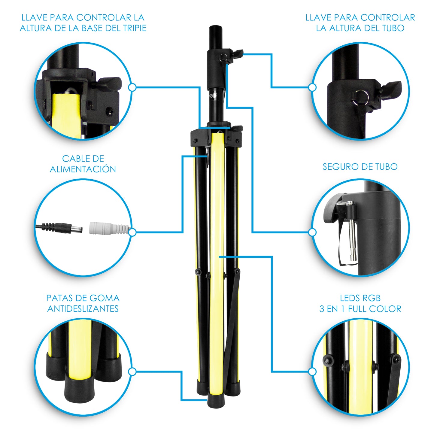 Tripíe Stand Profesional Con Iluminación Para Bafle