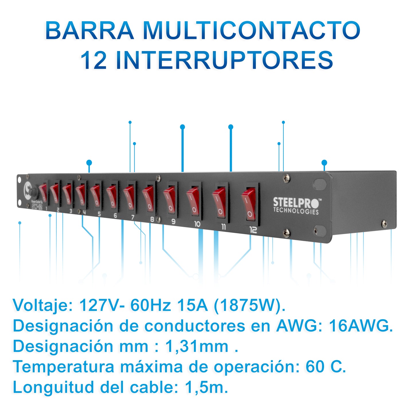 Barra Multicontacto De 12 Interruptores