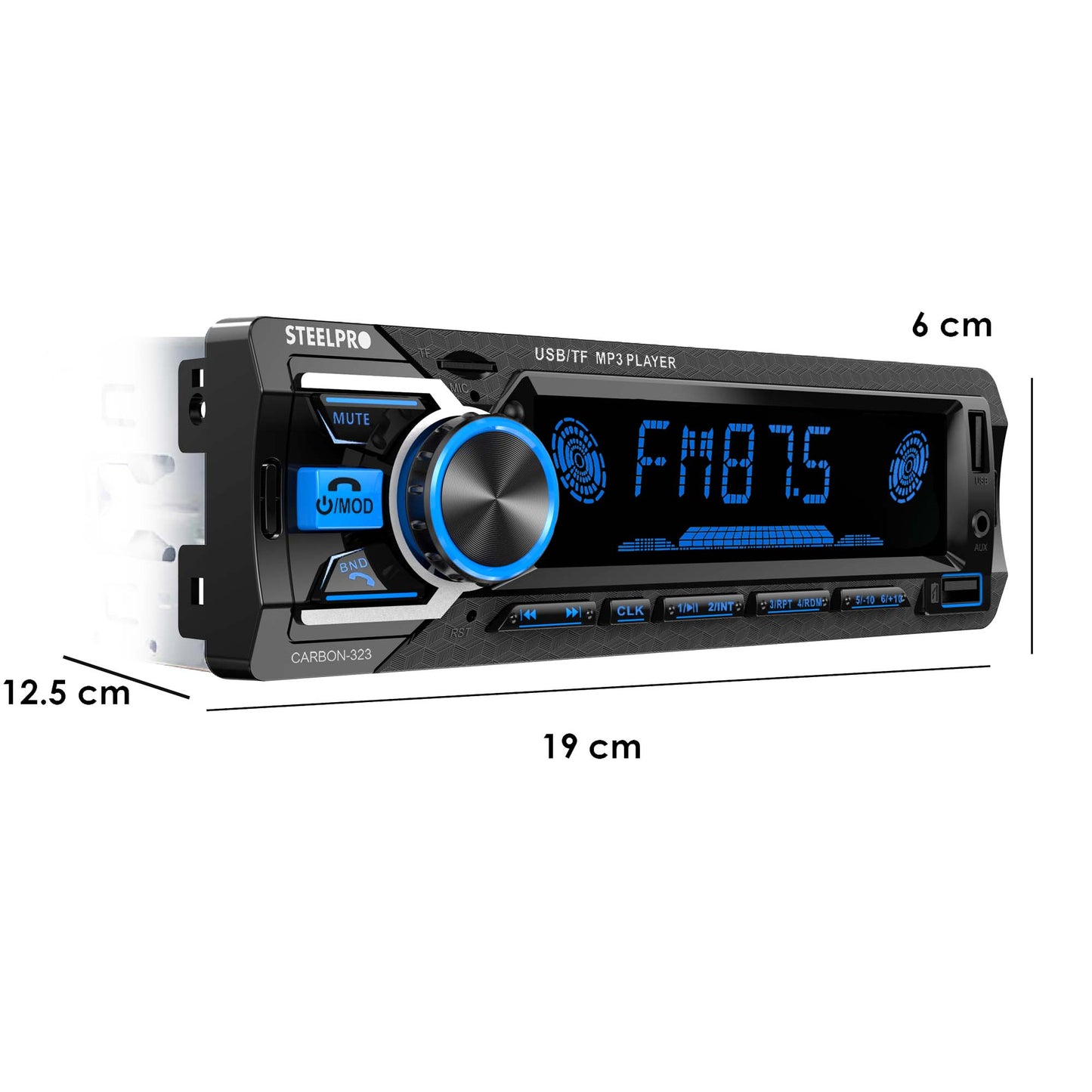 Autoestéreo Con Bluetooth De 1 Din, CARBON-323
