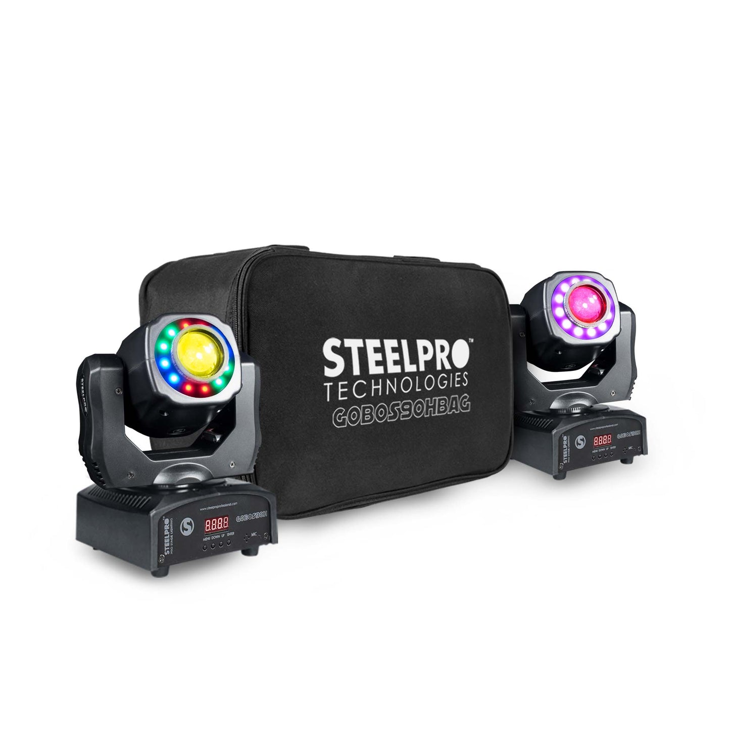 2 Cabezas Motorizadas De 90W con Gobos y Bolsa Para Transportación