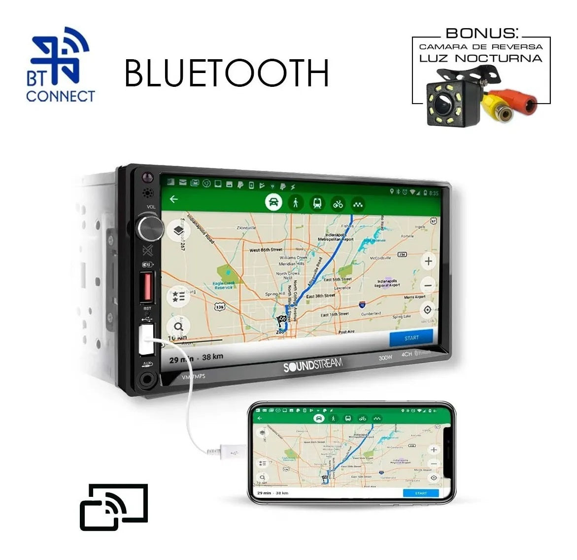Autoestereo Soundstream Vm-7mps Pantalla 7 Android Bt Usb