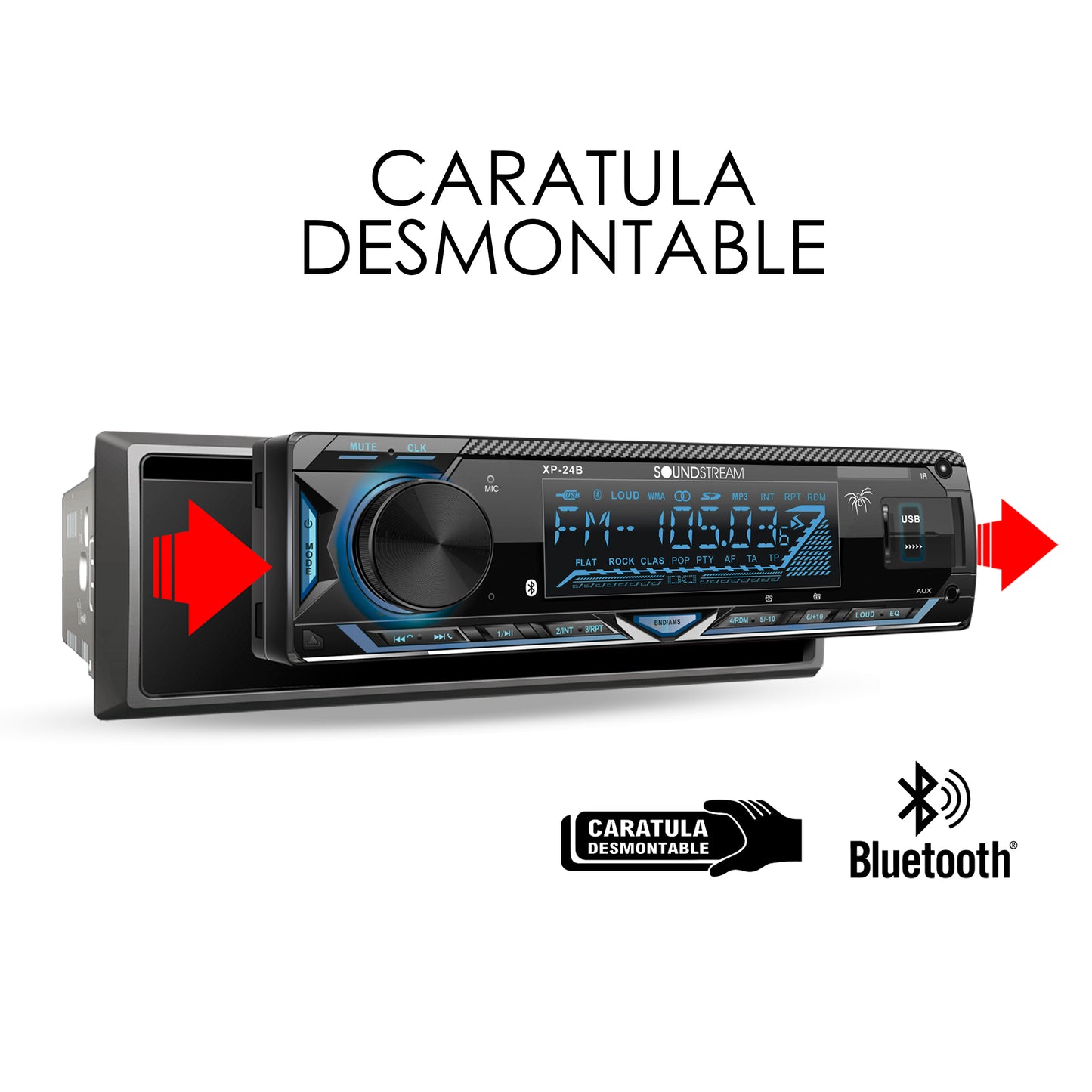Auto Estéreo Bluetooth Para Auto Con Usb Y Aux Soundstream