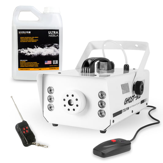 Máquina De Humo GHOST 900w + 1 Litro de Liquido De Humo STEELPRO