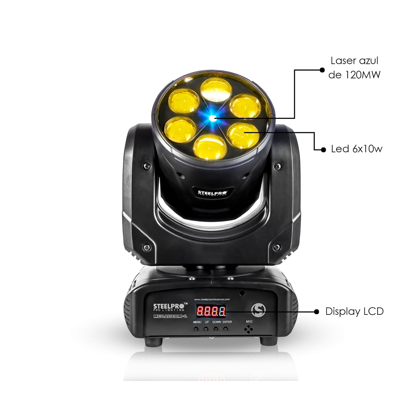 Case con 2 Cabezas Motorizadas MEGABEAM-B RGBW,  4 en 1 + Laser Azul