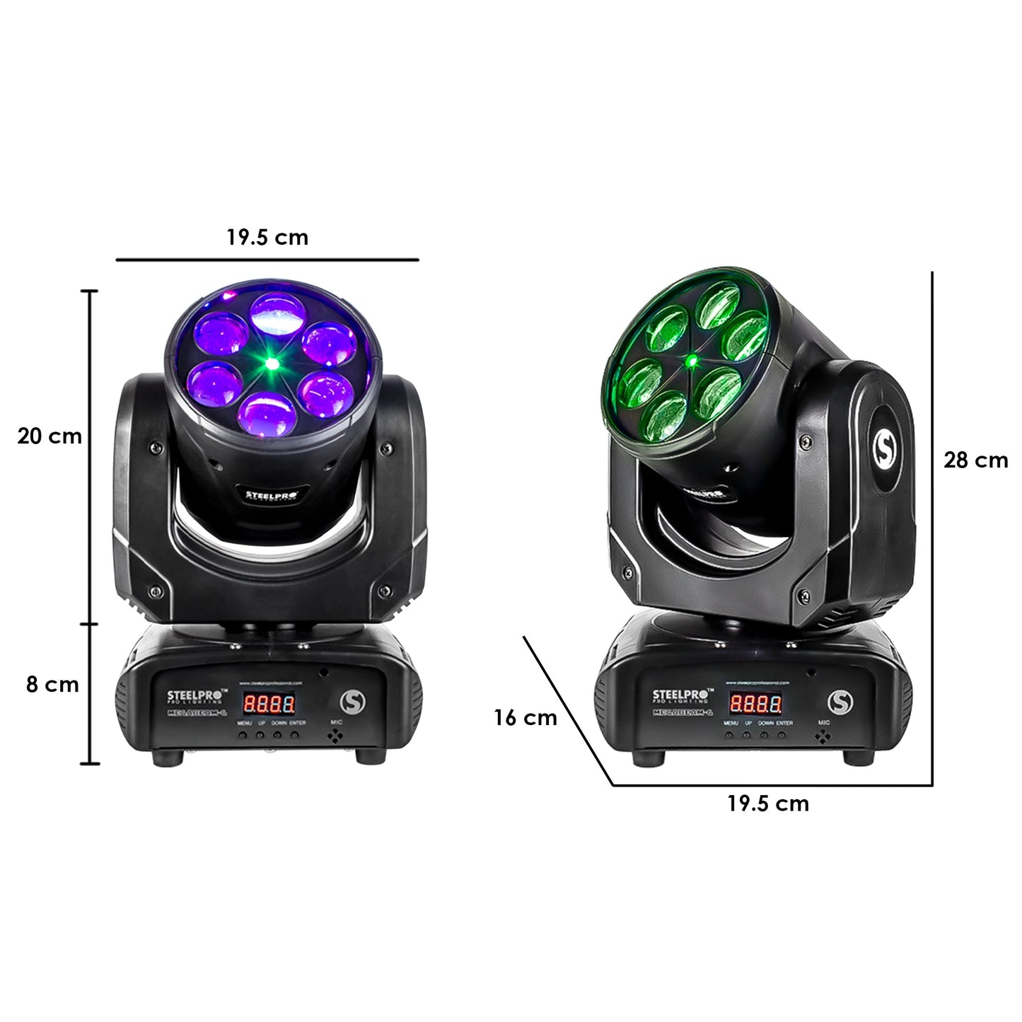 Case con 2 Cabezas Motorizadas MEGABEAM-B RGBW, 4 en 1 + Laser Verde