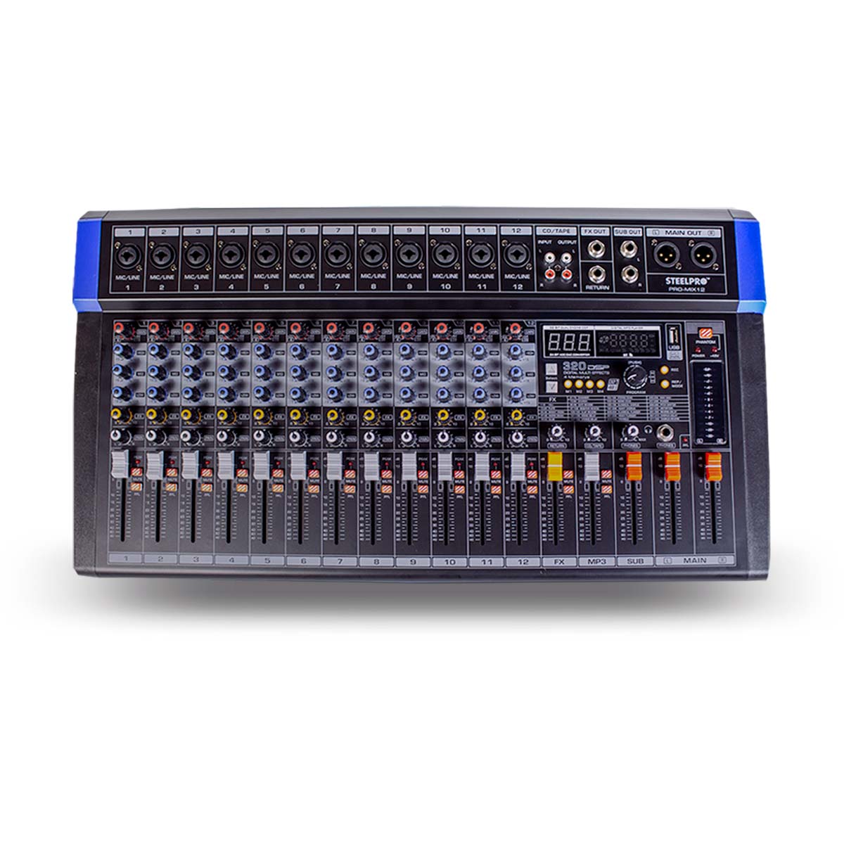 Mezcladora de 12 Canales con Tarjeta De Sonido Y Bluetooth