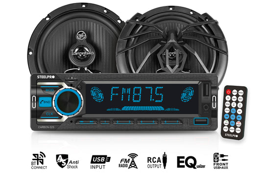 Kit de Autoestéreo Para Auto Bluetooth USB Con Par Bocinas 6.5