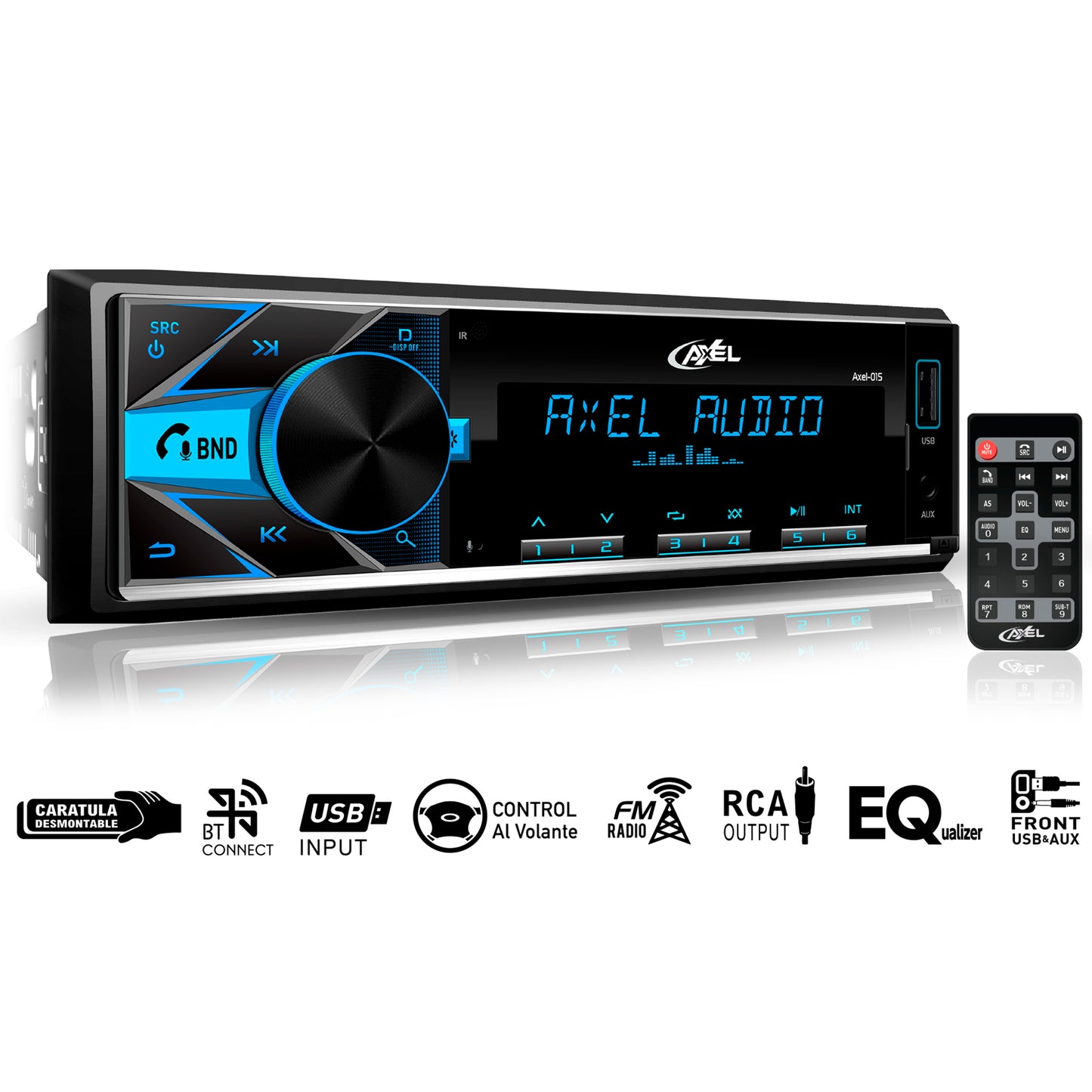 Autoestéreo De Caratula Desmontable, 100w X4 Max, AXEL-015