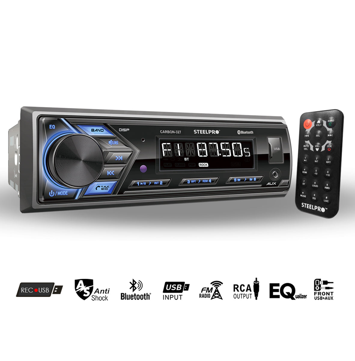 Autoestéreo Con Bluetooth De 1 Din Con Caratula Desmontable, CARBON-327