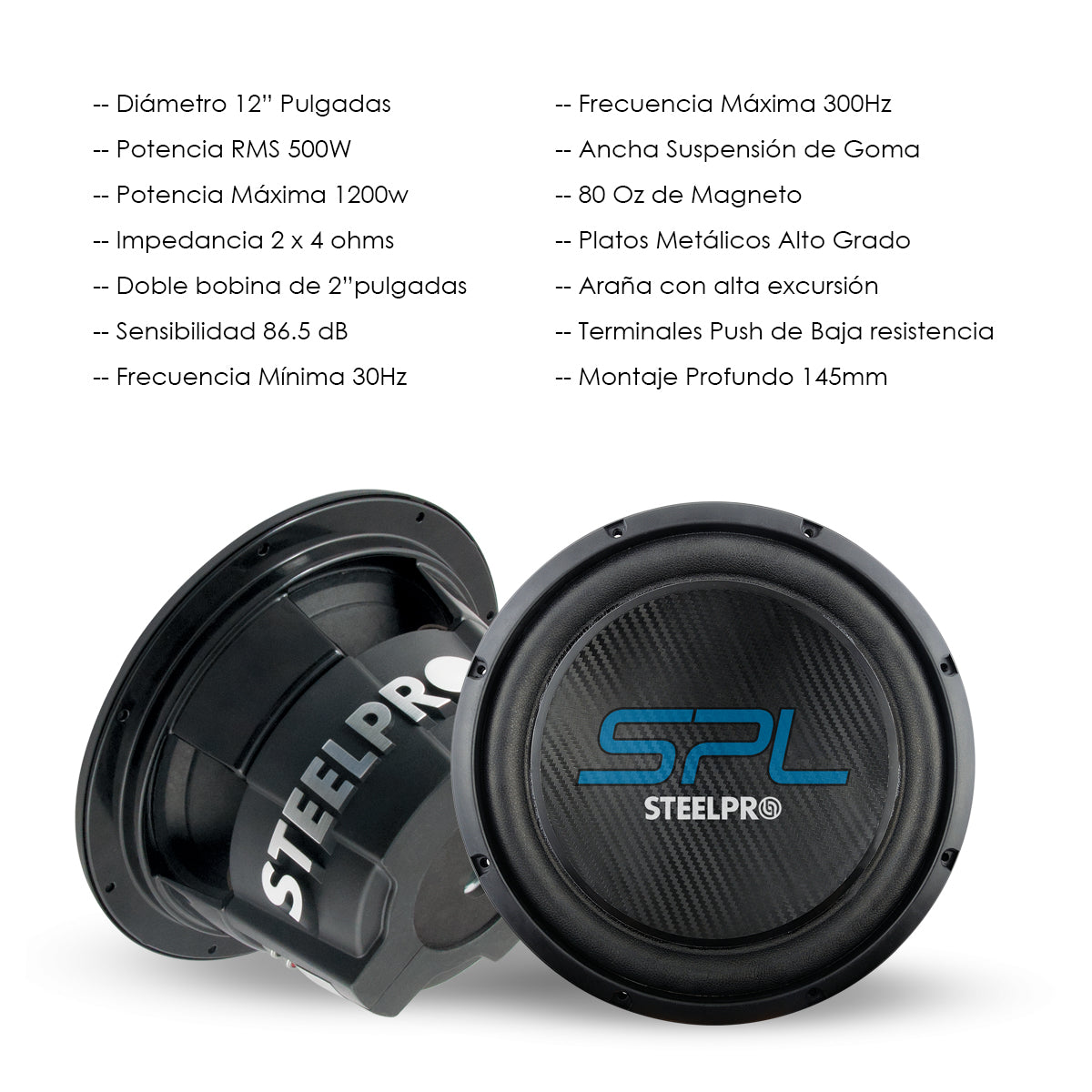 Subwoofer de 12" Pulgadas Con Doble Bobina 1200 Watts